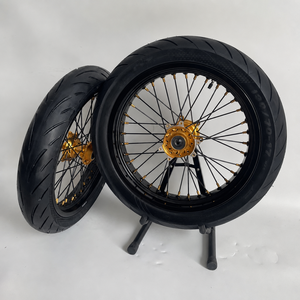 17 inch gouden CNC naaf supermoto wielset met straatband voor Talaria Komodo elektrische crossmotor complete velg vervangingskit - Product Image 5
