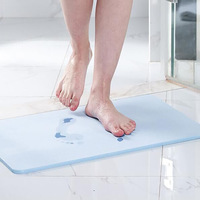 Tapis de douche carré en terre de diatomée, antibactérien naturel, absorbant l'eau, séchage rapide, antidérapant, couleur unie