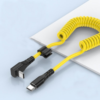 Câble de charge rapide USB-C vers Type-C à angle droit de 90 degrés pour véhicule, PD 60W/27W, conducteur en cuivre pur, gaine en nylon