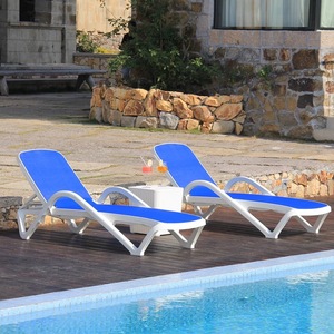 Chaise longue en <span class=keywords><strong>plastique</strong></span> tout temps, réglable, <span class=keywords><strong>transat</strong></span> d'été, chaise de plage pliable, chaise longue confortable avec table latérale - Product Image 3