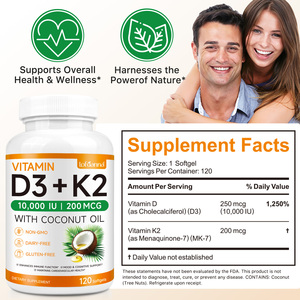 Integratore di <span class=keywords><strong>Vitamina</strong></span> <span class=keywords><strong>D3</strong></span> e K2 in Capsule Softgel <span class=keywords><strong>con</strong></span> Olio di Cocco, Non-OGM, Supporto Immunitario, Etichetta Privata - Product Image 3