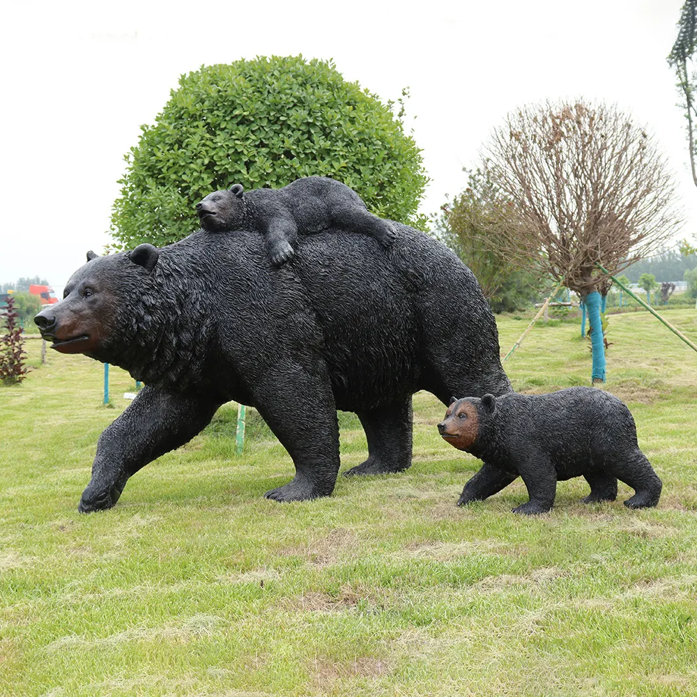 Novos produtos personalizados urso marrom durável escultura de jardim de bronze animal ao ar livre