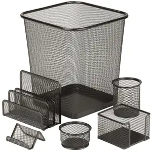 कार्यालय की आपूर्ति धातु जाल 6-टुकड़ा जाल डेस्क सेट wastebasket और कार्यालय accessoires