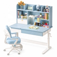 Bureau Ergonomique Assis-Debout avec Étagère Intégrée en Bois, Plateau Inclinable et Réglable, Design Écologique, 3 Couleurs Disponibles, Stable