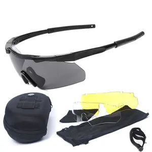 उच्च-गुणवत्ता सामरिक चश्में चश्मा सीएस आउटडोर खेल काले चश्मे 2.0mm लेंस विस्फोट प्रूफ प्रभाव प्रतिरोधी शूटिंग चश्में सेट