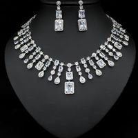 Ensemble de bijoux en zircone cubique jaune vert CZ, collier, boucles d'oreilles, ensemble de bijoux de mariée de luxe pour femme
