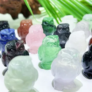 Wholesale Natural Crystal Carving Crafts Product Polished Obsidian Mixed Owl For Gift Ornament