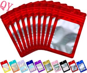 Q Y 100 Pieces Holographic Multicolored Packaging Bags Transparent Small Business Party Mylar Ziplock Bags - Product Image 4