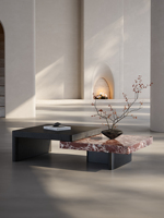 Table basse italienne 2025 modèle durable et créative haut de gamme en marbre naturel minimaliste extensible design meubles de maison