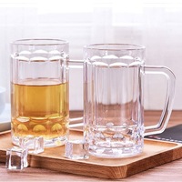 Verre à bière artisanal en acrylique transparent, épaissi, résistant aux chocs, avec poignée en PS, BY-Beer Glass pour bar, discothèque, bière
