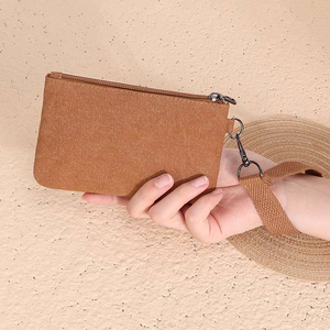 กระเป๋าผ้าใบแบบพกพาอเนกประสงค์สำหรับเดินทางกระเป๋าใส่เหรียญขนาดเล็กมีซิปกระเป๋าใส่กุญแจและบัตรกระเป๋าสตางค์ของขวัญขนาดกะทัดรัดพร้อมสายรัดข้อมือ - Product Image 5