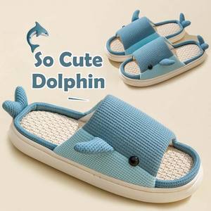 Familie Ouder-Kind Indoor Vrouwelijke <span class=keywords><strong>Slippers</strong></span> Open Teen Glijbanen Lente Herfst <span class=keywords><strong>Slippers</strong></span> Schattige Dolfijn <span class=keywords><strong>Slippers</strong></span> Dieren Patronen - Product Image 3