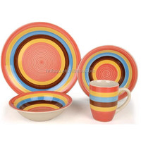 Assiettes de présentation en grès pour restaurant, style minimaliste, bordure Linea peinte à la main, vaisselle espagnole en gros