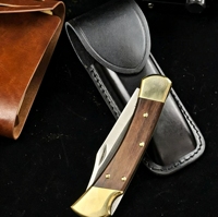 Couteau de poche tactique pliant 112 à lame pointue, manche en bois coloré, pour survie en extérieur, camping, chasse, outil EDC - Grande Vente