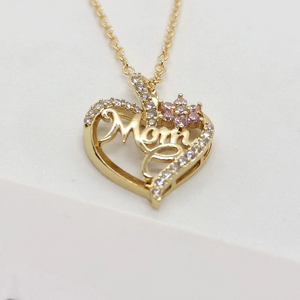 Collier pendentif élégant en forme de cœur avec inscription 'MOM', adapté aux adolescents et aux accessoires pour adolescents pour les vacances LYU-0085 - Product Image 3