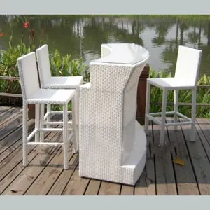 סט שולחן בר קש כיסא בר קלאסי גבוהה גן בחוץ