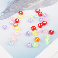 Perles éducatives DIY 4x7mm pour enfants, perles étoiles plates en acrylique, chiffres, lettres russes, lettres anglaises, 100 pièces/paquet