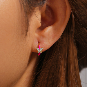 CANNER Nuevos Pendientes de Aro de Plata de Ley S925 con Incrustaciones de Circonio en Forma de Mariposa, Pendientes de Mariposa Esmaltados Chapados en Oro de 18k, Regalo para Niñas - Product Image 5