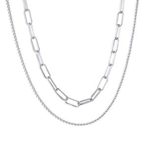 Dylam 18K Gold Plated S925 Silver Vermeil Double Layer Link <b>Bead</b> Jewelry Sterling Silver 925 <b>Large</b> Paperclip Chain Necklace - Product Image 1