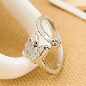 Butterfly Fashion <b>Ring</b> 18K Rose Gold <b>Open</b> Adjustable With Diamond Inlay For Women Gift Jewelry - Product Image 2