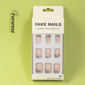 Etiqueta Privada estampado <span class=keywords><strong>animal</strong></span> zabra acrílico punta francesa prensa en las <span class=keywords><strong>uñas</strong></span> corta cuadrada desnuda uña falsa hermosa uña falsa de alta calidad - Product Image 4