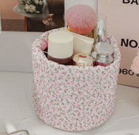 Sac de rangement pour cosmétiques, panier organisateur de maquillage, imprimé floral, conteneur de maquillage en coton