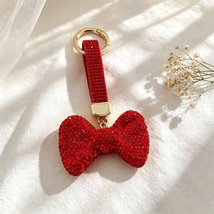 Elegant Full Rhinestone <b>Bow</b> Keychain Bling Bowknot Key Ring Gold Plated Key <b>Holder</b> for Women Bag Accessories - Product Image 1
