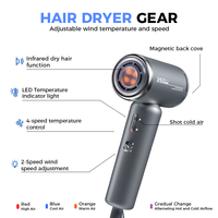 Sèche-cheveux ionique infrarouge lointain haute vitesse Binwang |   Moteur BLDC 1400W 110 000 tr/min |   Système intelligent de tension universelle pour hôtels et foyers