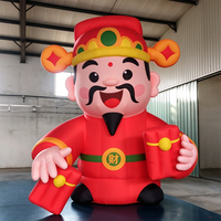 Grande mascotte gonflable Cai Shen en tissu Oxford, dieu de la fortune à barbe rose et blanche, avec lingot, pour la cour du Nouvel An lunaire
