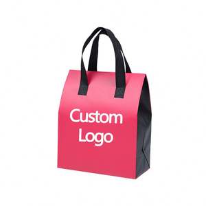 Custom Printed Logo Fast Food Cooler Bag Cheap <b>Adhesive</b> <b>Strip</b> Non-Woven Insulated Lunch Bag - Product Image 3