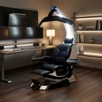 Cabina de Juego para Computadora Cluvens Manticore, Cabina de Trabajo Reclinable, la Más Vendida, Grande y Cómoda para Múltiples Monitores, con Función de Masaje
