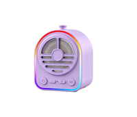 Mini haut-parleur portable pour enfants, décor de dessin animé interchangeable, 12 modes d'éclairage LED