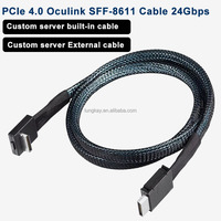 Câble d'extension de données SSD pour serveur LUNG KAY 42P Oculink 4i PCIe 4.0 SFF-8611 à angle droit de 90 degrés, en cuivre plaqué argent, électronique
