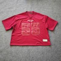T-shirt de football américain surdimensionné personnalisé, style rétro, streetwear, t-shirt en maille pour hommes, streetwear, t-shirts de rugby