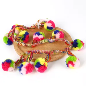 Multi Style Customizable Mixed Colour Pompom Fringes Trim Pom Pom Balls For Garment