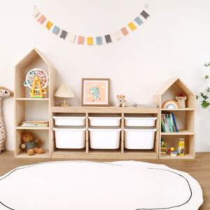 Estantería Infantil para el Hogar en Forma de Casa Juego de Muebles para Niños Librero Biblioteca de Madera Maciza Estante de Almacenamiento de Juguetes Gabinete - Product Image 2