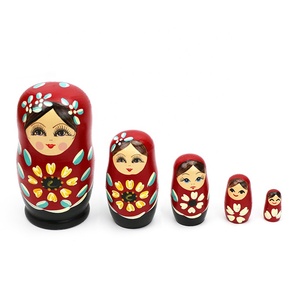 Lot De 7 Poupées Gigognes Fille Rouge – Matryoshka Russe En Bois Peint à La Main, 20 Cm, Cadeau Enfant, Décoration Noël Et Anniversaire