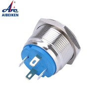 22mm 10A IP67 Autobloquant 1NO1NC CE Bouton poussoir marche-arrêt Interrupteur métallique en acier inoxydable étanche Bouton poussoir avec LED