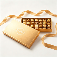 Boîte chocolat pliable couvercle & base divisés, emballage cadeau magnétique luxueux avec compartiments pour truffe & macaron