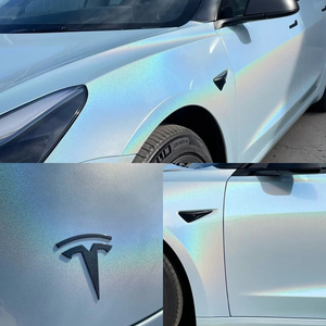 Rainbow Laser Color Changing <strong>Car</strong> <strong>Wrapping</strong> Prisma Holographic Pearl Vinyl Film <strong>Black</strong> - Product Image 3