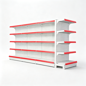 Étagère gondole métallique robuste à 4 niveaux, autoportante, pour supermarché, avec étagères réglables, revêtement en poudre époxy - Product Image 3