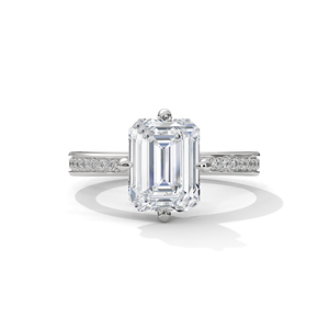 Anillo de Diamante Cultivado en Laboratorio con Corte Esmeralda para Mujer, Oro Blanco de 10k, 14k, Regalo Romántico para Compromiso, Aniversario de Bodas - Product Image 1