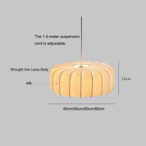 Lampada <span class=keywords><strong>a</strong></span> Sospensione in Seta Stile Giapponese Wabi Sabi, Paralume in Tessuto Naturale per Caffè, Ristoranti, Uffici, Luce <span class=keywords><strong>da</strong></span> Soffitto E27 - Product Image 5