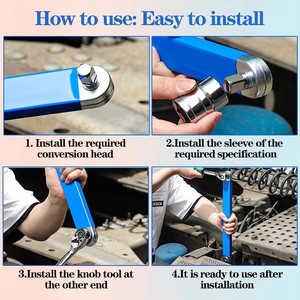 Juego de Llaves de Trinquete con Acero al Carbono, Apertura Ajustable, Doble Extremo, Adaptador de 1/4", 3/8", 1/2" para Mantenimiento Automotriz, Bricolaje y OEM - Product Image 3