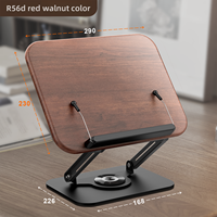 Support d'ordinateur portable pliable ergonomique, support de lecture rotatif à 360 degrés, support de livre réglable en bois de noyer pour enfants