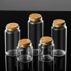 Wholesale Mini Transparent Glass Wishing Bottle Test Tube Bottle Round Glass Vials Storage Bottle With Cork