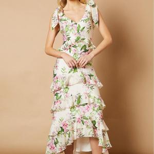 Váy mùa hè thiết kế mới nhất <span class=keywords><strong>2025</strong></span>, họa tiết hoa vintage, không tay, kiểu dáng thường ngày, bán buôn tùy chỉnh, váy nữ thanh lịch - Product Image 1