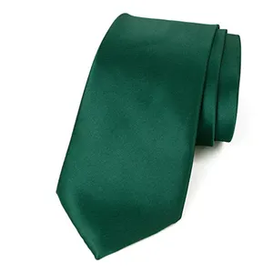 Mode couleur Gravata vert émeraude hommes couleur unie Satin microfibre cravate largeur régulière vert cravate cravates personnalisées