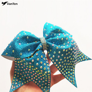 Nœud de cheveux de <span class=keywords><strong>cheerleading</strong></span> pour filles, couleur turquoise, avec paillettes, accessoires de <span class=keywords><strong>cheerleading</strong></span> pour femmes, nœud en ruban - Product Image 1
