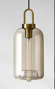 Zèle Éclairage Fantaisie Design Moderne Suspension En Verre Lumière Intérieur Or Cognac Verre Suspension - Product Image 2